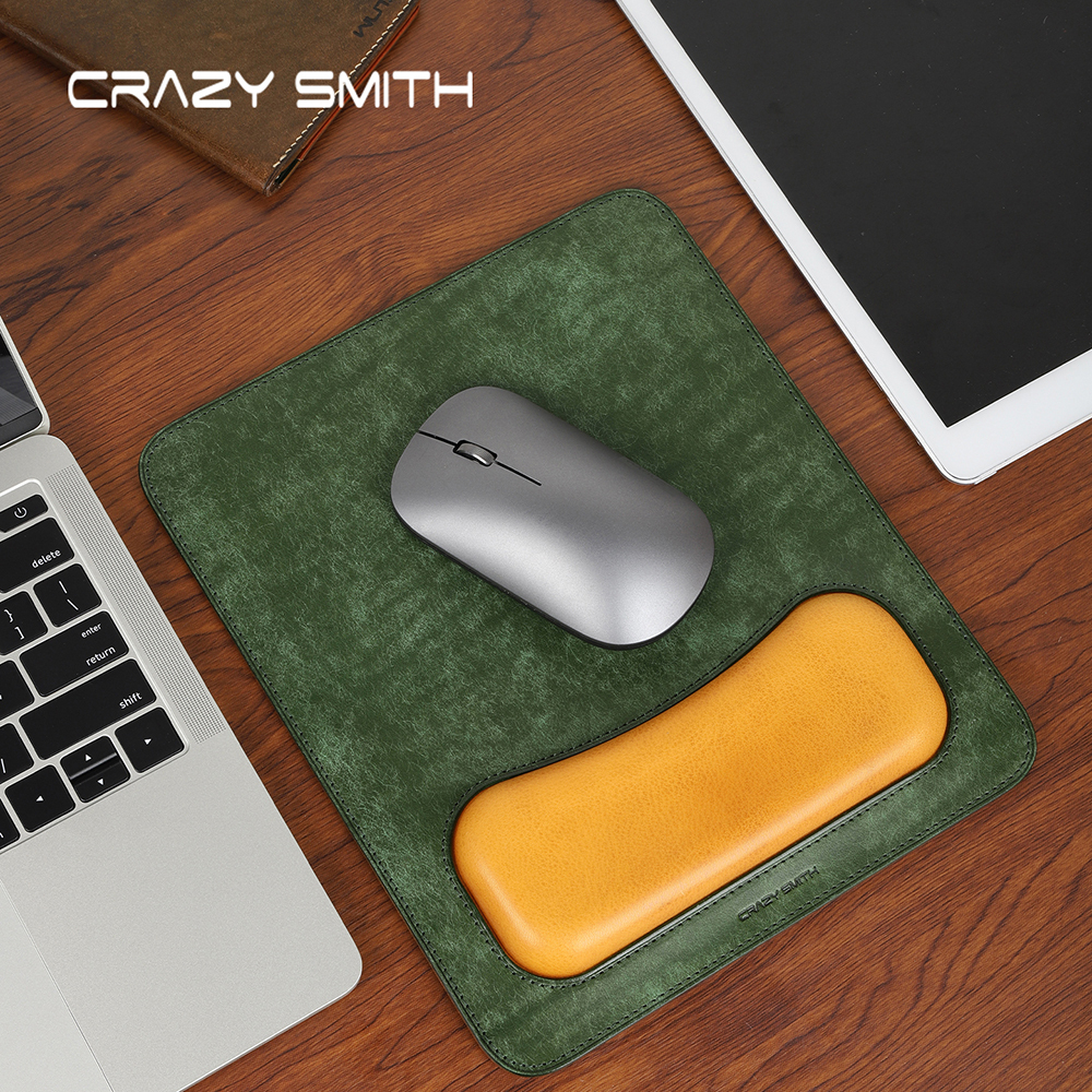 Laptop Accessories For Wrist Support - CRAZYSMITH Top Grain Leather Mouse Pad